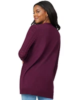 Melissa Paige Women's Pointelle Open-Front Cardigan
