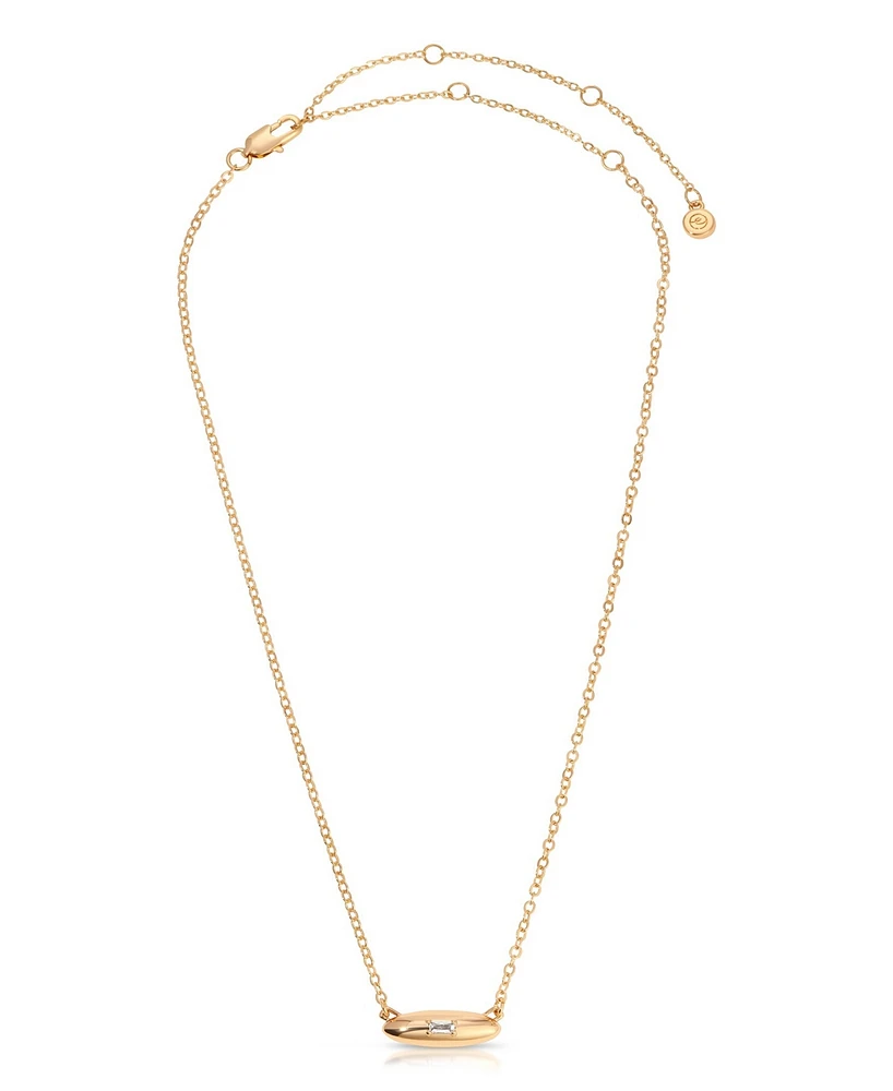 Ettika Oval Dome Baguette Simple Pendant Necklace
