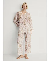 Mango Women's Floral Detail Pajama Pants