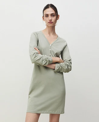 Mango Women's Cotton V-Neck Nightgown