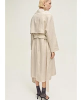Mango Women's Pronounced Lapels Linen Trench Coat
