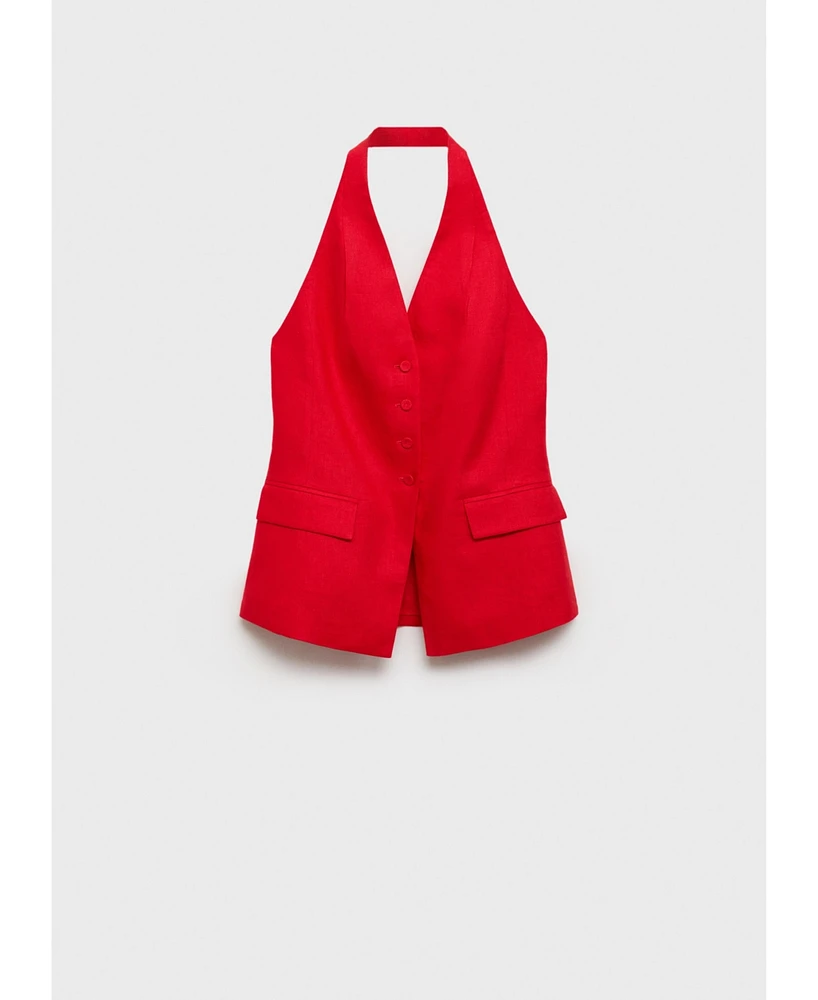Mango Women's Linen Halter Suit Vest