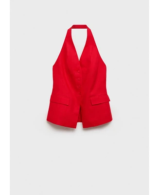 Mango Women's Linen Halter Suit Vest