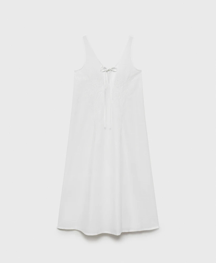 Mango Women's Embroidered Cotton Nightgown