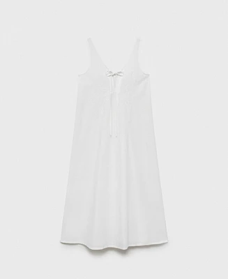 Mango Women's Embroidered Cotton Nightgown