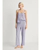 Mango Women's Cotton Striped Woven Seersucker Pajama Pants