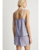 Mango Women's 2-Piece Seersucker Stripe Cotton Pajama Set