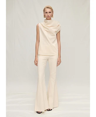 Mango Women's Asymmetrical Collar Cotton Blouse