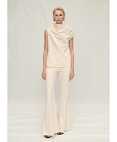 Mango Women's Asymmetrical Collar Cotton Blouse