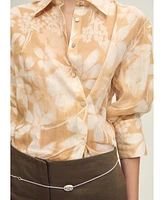 Mango Women's Multi-Position Closure Floral Shirt
