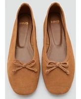 Mango Women's Bow Suede Ballerinas Shoes