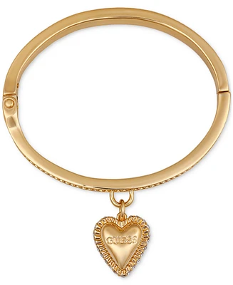 Guess Gold-Tone Heart Charm Bangle Bracelet