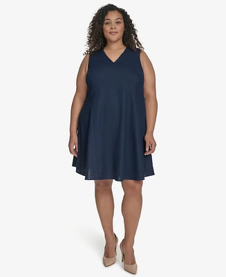 Dkny Plus Linen-Blend Shift Dress
