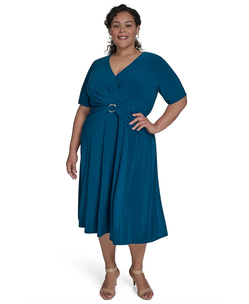 Jessica Howard Plus V-Neck Jersey Midi Dress