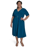 Jessica Howard Plus V-Neck Jersey Midi Dress