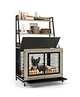 Industrial Dog Kennel Crate Furniture with Storage Shelves