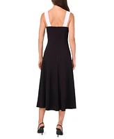 Msk Petites Crepe Colorblocked Sleeveless Midi Dress