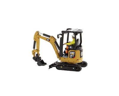 Cat Caterpillar 301.7 Cr Next Generation Mini Hydraulic Excavator with Work Tools and Operator High Line Series 1/50 Model by Diecast Masters