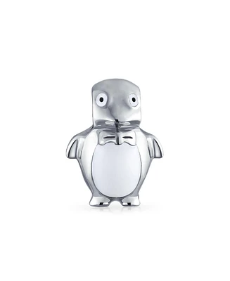 Bling Jewelry Christmas Charm Bead Winter Bow Tie Penguin in Sterling Silver for European Bracelet