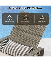 Gymax Pe Wicker Chaise Lounge Chair 6-Position Adjustable Patio Recliner w/ Soft Cushions