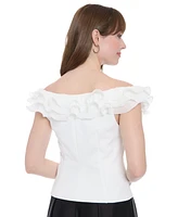 Muse Women's Scuba Crepe Ruffled-Neckline Top