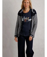 Weird Fish Women's Bianca Full Zip Stripe Macaroni Hoodie