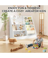 4-Tier Kids Bookshelf and Toy Storage Organizer with Anti-Tipping Kits for Safe