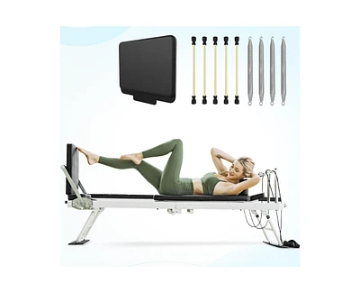 Er Kang Foldable Reformer Pilates Machine for Home Use – Dual Resistance System (Springs & Cords), Includes Jump Board for Full-Body Home Worko