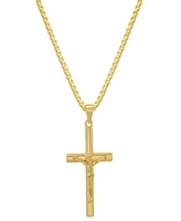 Steeltime Men's 14K Gold Plated Crucifix Pendant Necklace