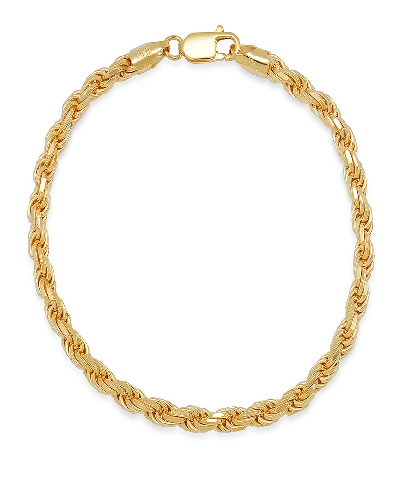 Steeltime Unisex 14K Gold Plated Sterling Silver Rope Chain Bracelet