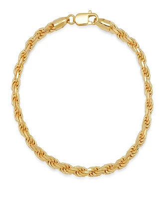 Steeltime Unisex 14K Gold Plated Sterling Silver Rope Chain Bracelet