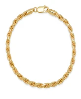 Steeltime Unisex 14K Gold Plated Sterling Silver Rope Chain Bracelet