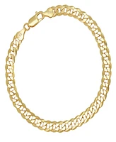 Steeltime Unisex 14K Gold Plated Sterling Silver Diamond Cut Curb Link Chain Bracelet