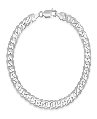 Steeltime Unisex Sterling Silver Diamond Cut Curb Link Chain Bracelet