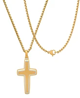 Steeltime Men's Stainless Steel and 18K Gold Plated Cross Pendant Necklace