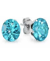 Steeltime Women's Blue Simulated Diamonds Stainless Steel Stud Earrings