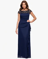 Xscape Women's Boat-Neck Long Sheath Dress