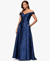 Xscape Women's Off-The-Shoulder Metallic Ball Gown