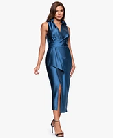 Xscape Women's Collar Sleeveless Sheath Midi Dress
