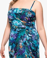 Xscape Plus Printed Ruffled Sleeveless Maxi Dress