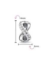 Bling Jewelry Couples Forever Love Knot Figure 8 Motif Crystal Accent Infinity Bead Charm Spacer .925 Sterling Silver Fits European Bracelet