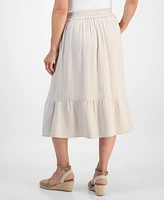 Style & Co Petite Cotton Gauze Tiered Pull-On Midi Skirt, Exclusively at Macy's