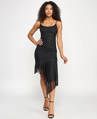Katia Rae Juniors' Studded Asymmetrical-Hem Dress