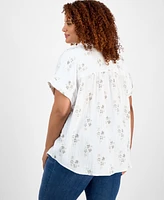 Style & Co Plus Printed Camp Shirt, Exclusively at Macy's