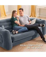 Intex Queen Size Inflatable Pull-Out Sofa Bed Sleep Away Futon Couch, Dark Gray