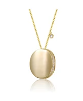 14K Gold Plated Cubic Zirconia Round Circle Pendant Necklace