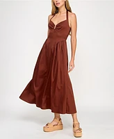 Beauty & Grace/K&K Clothing Llc Juniors' Sateen Halter Maxi Dress