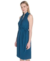 Calvin Klein Women's Sleeveless Wrap V-Neck Sheath Dress