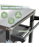 Boyel Living 3-Shelf Outdoor Grill Table, Grill Cart with Wheels, Outdoor Pizza Oven and Food Prep Table, Blackstone Table with Stainless Steel Tablet