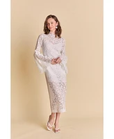 endless rose Women's Lace Column Midi Dress